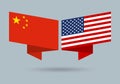 China and USA flags. Chinese and American national symbols. Vector illustration. Royalty Free Stock Photo